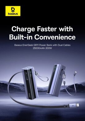 Внешний аккумулятор Baseus EnerGeek GR11 200W (25000mAh) + кабель Type-C - Grey
