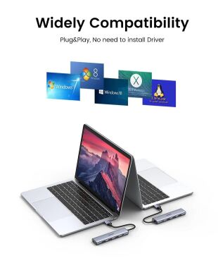 USB HUB UGREEN CM473 4 in 1 Type-C to 4USB 3.0 - Space Gray