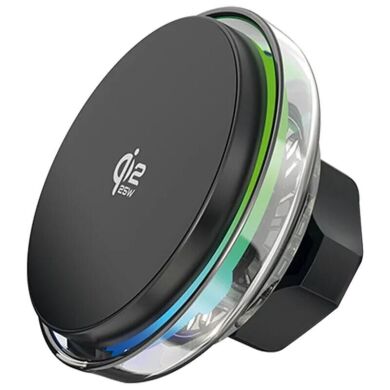Автомобільний тримач із функцією бездротової зарядки Proove Light Crystal Qi2.2 (25W) - Gray