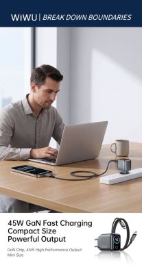 Сетевое зарядное устройство WIWU CHG500 Voyager PD45W (Type-C) + кабель Type-C to Type-C - Grey