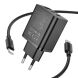 Сетевое зарядное устройство Hoco N50 PD45W (USB + 2Type-C) + кабель Type-C to Type-C - Black. Фото 3 из 6