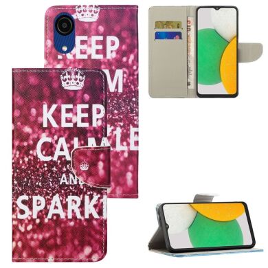 Чехол-книжка Deexe Color Wallet для Samsung Galaxy A03 Core (A032) - Keep Calm and Sparkle