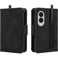 Чехол-книжка с карманами Deexe Wallet Stand (Pencil Slot) для Samsung Galaxy Fold 8 - Black