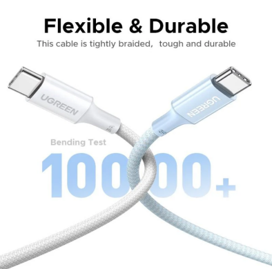 Кабель UGREEN L502 Type-C to Type-C 100W (5A, 2m) - White