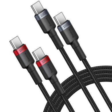 Комплект кабелів (2шт) Baseus Cafule Type-C to Type-C (100W, 2m) P10318306003-01 - Black / Grey