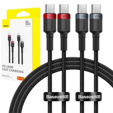 Комплект кабелів (2шт) Baseus Cafule Type-C to Type-C (100W, 2m) P10318306003-01 - Black / Grey