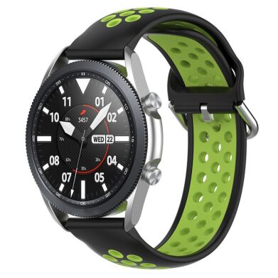 Ремешок Deexe Dual Color для Samsung Galaxy Watch 3 (41mm) - Black / Fluorescent Green