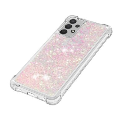 Силіконовий (TPU) чохол Deexe Liquid Glitter для Samsung Galaxy A32 (А325) - Pink Stars