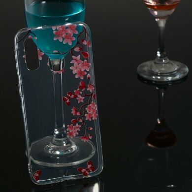 Силіконовий (TPU) чохол Deexe Pretty Glossy для Samsung Galaxy A40 (А405) - Butterfly and Flower