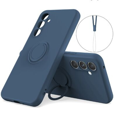 Силіконовий (TPU) чохол з кільцем Deexe Color Shell для Samsung Galaxy S26 FE - Midnight Blue