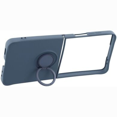 Силиконовый (TPU) чехол с кольцом Deexe Color Shell (FF) для Samsung Galaxy Flip 8 - Dark Blue