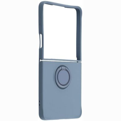 Силиконовый (TPU) чехол с кольцом Deexe Color Shell (FF) для Samsung Galaxy Flip 8 - Dark Blue