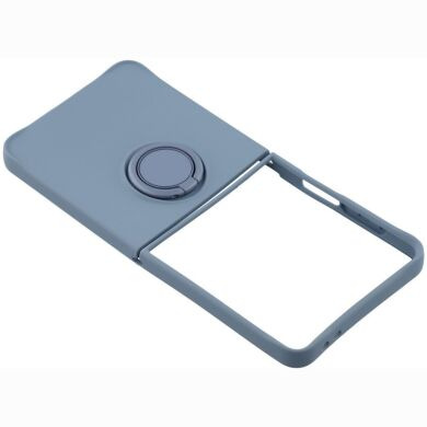 Силиконовый (TPU) чехол с кольцом Deexe Color Shell (FF) для Samsung Galaxy Flip 8 - Dark Blue