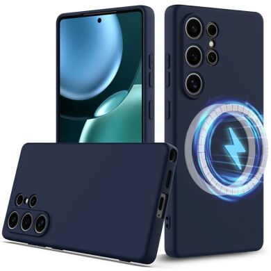 Захисний чохол Deexe Silicone Case with MagSafe для Samsung Galaxy S25 Ultra (S938) - Dark Blue
