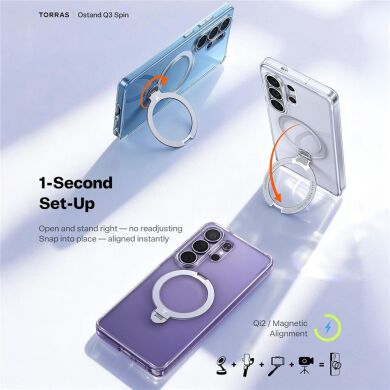 Защитный чехол TORRAS Ostand Q3 Spin (with MagSafe) для Samsung Galaxy S26 Ultra - Transparent