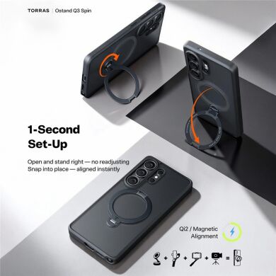 Защитный чехол TORRAS Ostand Q3 Spin (with MagSafe) для Samsung Galaxy S26 Ultra - Transparent
