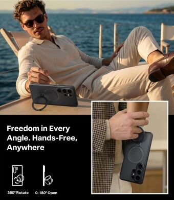 Защитный чехол TORRAS Ostand Q3 Spin (with MagSafe) для Samsung Galaxy S26 Ultra - Transparent