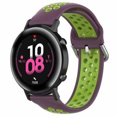 Ремешок Deexe Dual Color для часов с шириной крепления 20мм - Purple / Green
