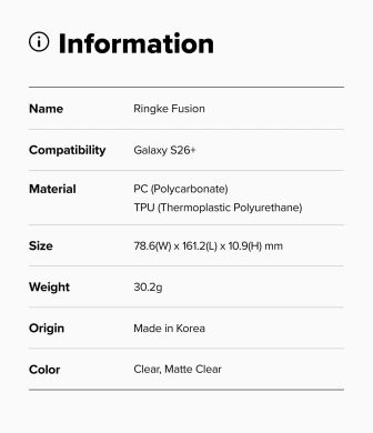Захисний чохол Ringke Fusion для Samsung Galaxy S26 Plus (S947) 8800328814974 - Clear