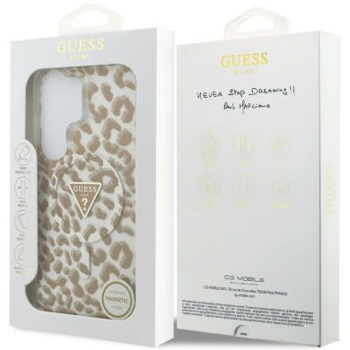 Защитный чехол Guess IML Leopard Print Triangle MagSafe для Samsung Galaxy S26 Ultra (S948) GUHMS26LHLEGTGLW - Brown