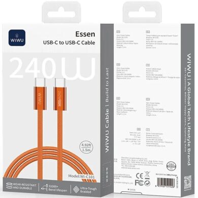 Кабель WiWU Wi-C101 Type-C to Type-C (240W 1.5m) - Orange