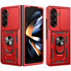 Чехол (PC+TPU) с подставкой Deexe Armor Shield (FF) для Samsung Galaxy Fold 8 Ultra - Red