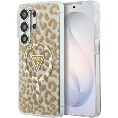 Защитный чехол Guess IML Leopard Print Triangle MagSafe для Samsung Galaxy S26 Ultra (S948) GUHMS26LHLEGTGLW - Brown