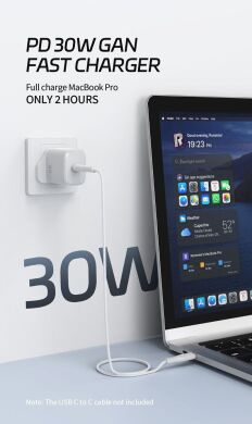 Сетевое зарядное устройство WIWU G008 Essen PD30W GaN (Type-C) - White