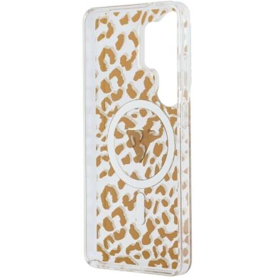 Защитный чехол Guess IML Leopard Print Triangle MagSafe для Samsung Galaxy S26 Ultra (S948) GUHMS26LHLEGTGLW - Brown
