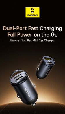 Автомобільний зарядний пристрій Baseus Tiny Star Mini 30W (USB + Type-C) C00035001121-02 - Black