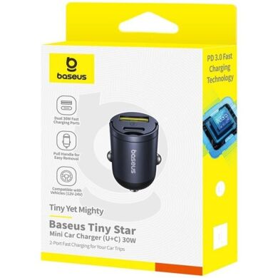 Автомобільний зарядний пристрій Baseus Tiny Star Mini 30W (USB + Type-C) C00035001121-02 - Black