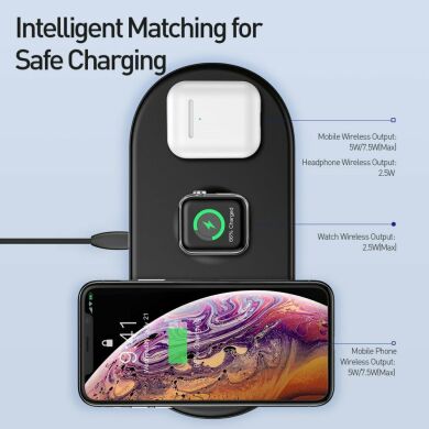 Беспроводное зарядное устройство BASEUS Smart 3 in 1 Wireless Charger - White