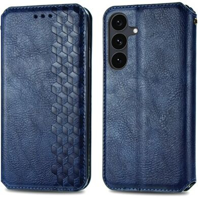 Чохол Deexe Rhombus Wallet для Samsung Galaxy S26 FE - Blue