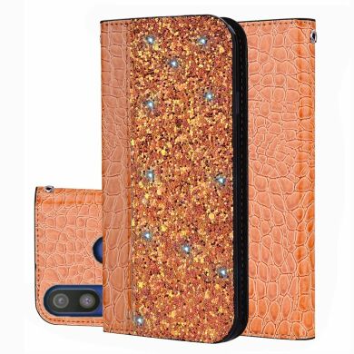 Чохол-книжка Deexe Glittery Crocodile для Samsung Galaxy A40 (А405) - Orange