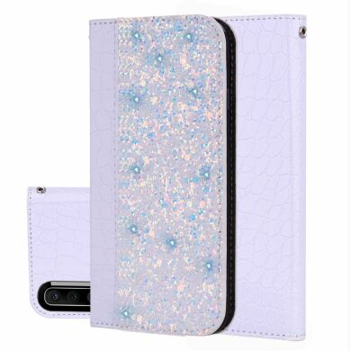 Чохол-книжка Deexe Glittery Crocodile для Samsung Galaxy A50 (A505) / A30s (A307) / A50s (A507) - White