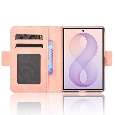 Чехол-книжка с карманами Deexe Wallet Stand (Pencil Slot) для Samsung Galaxy Fold 8 - Pink