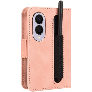 Чехол-книжка с карманами Deexe Wallet Stand (Pencil Slot) для Samsung Galaxy Fold 8 - Pink
