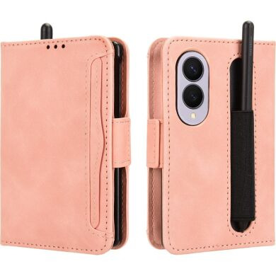 Чехол-книжка с карманами Deexe Wallet Stand (Pencil Slot) для Samsung Galaxy Fold 8 - Pink