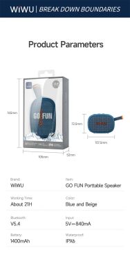 Портативная акустика WiWU H1 GO Fun - Blue