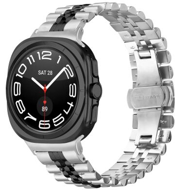 Ремешок Deexe Stainless Steel QuickFit для Samsung Galaxy Watch Ultra (2025) - Silver / Black