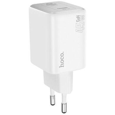 Сетевое зарядное устройство Hoco N42 Elogiado 2C PD45W + кабель Type to Type-C - White