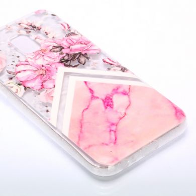 Силиконовый чехол UniCase 3D Diamond Pattern для Samsung Galaxy J2 Core (J260) - Pink Flower and Marble Pattern