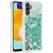 Силиконовый (TPU) чехол Deexe Liquid Glitter для Samsung Galaxy A13 5G (A136) / A04s (A047) - Green Hearts. Фото 2 из 7