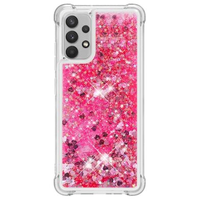 Силиконовый (TPU) чехол Deexe Liquid Glitter для Samsung Galaxy A32 (А325) - Pink Hearts