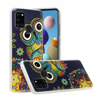 Силиконовый (TPU) чехол Deexe LumiCase для Samsung Galaxy A21s (A217) - Owl Pattern