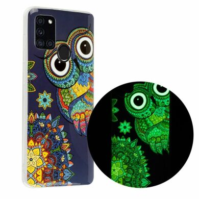 Силиконовый (TPU) чехол Deexe LumiCase для Samsung Galaxy A21s (A217) - Owl Pattern