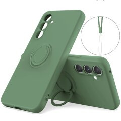 Силіконовий (TPU) чохол з кільцем Deexe Color Shell для Samsung Galaxy S26 FE - Green