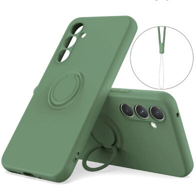 Силіконовий (TPU) чохол з кільцем Deexe Color Shell для Samsung Galaxy S26 FE - Green