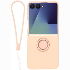Силиконовый (TPU) чехол с кольцом Deexe Color Shell (FF) для Samsung Galaxy Flip 8 - Pink