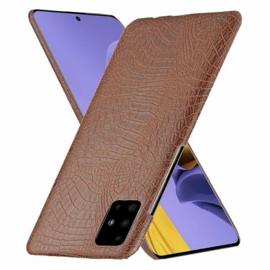 Защитный чехол Deexe Croco Style для Samsung Galaxy A71 (A715) - Brown